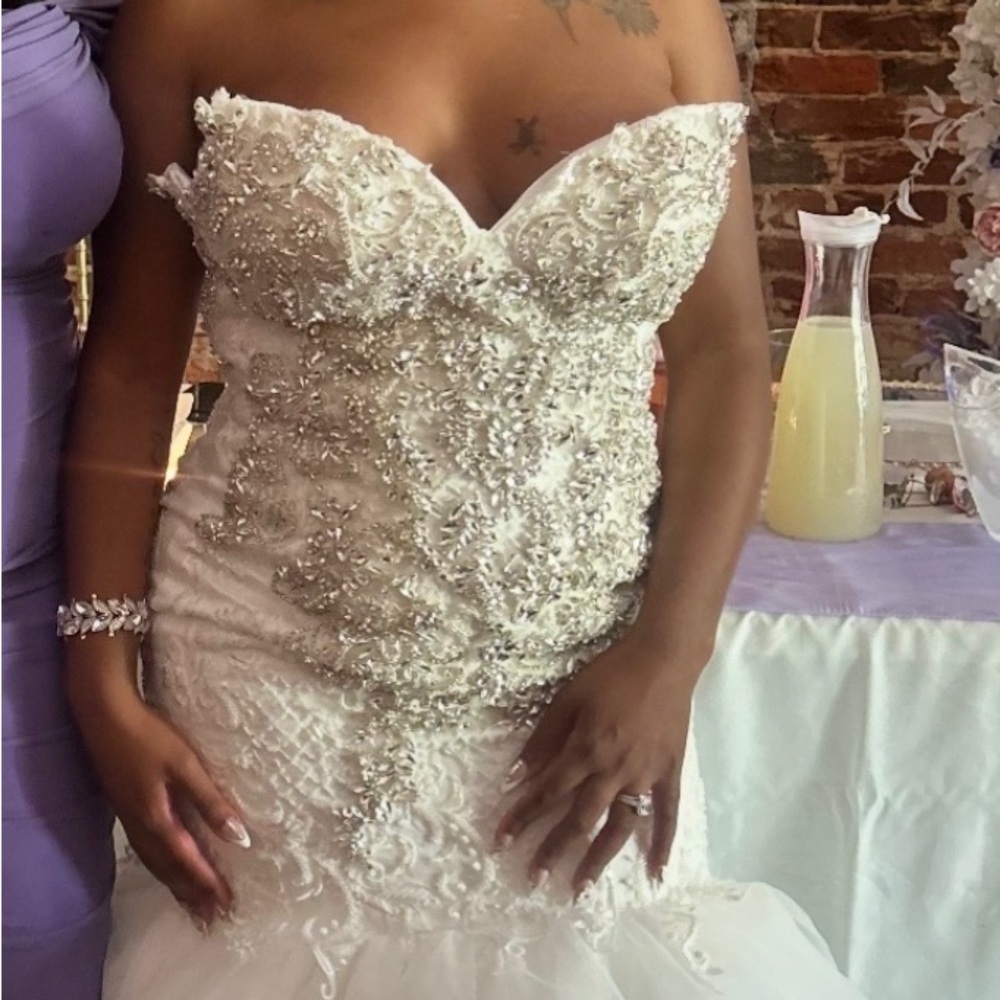 Elegant White Beaded Wedding Dress